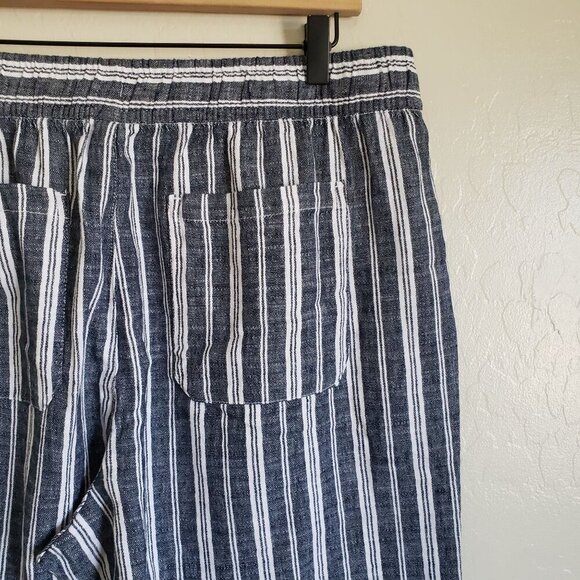 Old Navy Linen Blend High-Rise Wide Leg Pants Striped Size Large Beachy Coastal - Picture 8 of 10